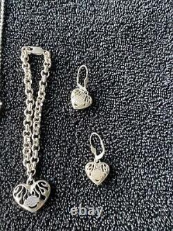 Womens Harley Davidson Flames Bar And Shield Necklace, Earrings And Bracelet