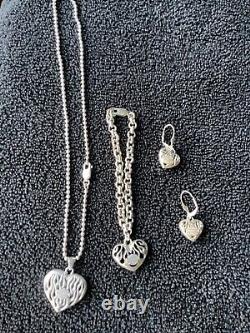 Womens Harley Davidson Flames Bar And Shield Necklace, Earrings And Bracelet