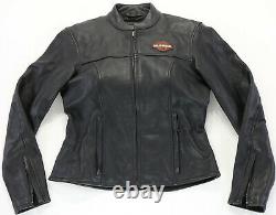 Womens Harley Davidson leather jacket L Stock 98112-06VW black bar shield zip