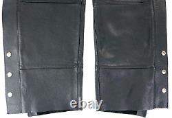 Womens harley davidson chaps M black leather lined pocket bar shield vintage vtg