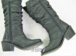 Womens harley davidson leather boots 7 black Jana D83562 pull on zip bar shield