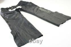Womens harley davidson leather chaps XL black Deluxe lined bar shield soft zip