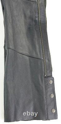 Womens harley davidson leather chaps XS black stock 98090-06VW bar shield snaps