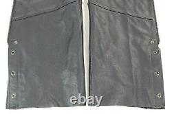 Womens harley davidson leather chaps XS black stock 98090-06VW bar shield snaps