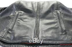 Womens harley davidson leather jacket 2xl black checkered bar shield zip soft