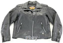 Womens harley davidson leather jacket L basic skins black double zip bar shield