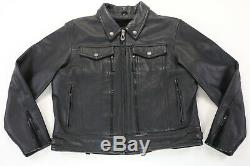 Womens harley davidson leather jacket L black nevada 98122-03VW zip bar shield