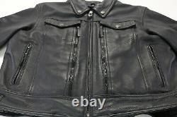 Womens harley davidson leather jacket L black nevada 98122-03VW zip bar shield