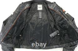 Womens harley davidson leather jacket M Miss Enthusiast black orange bar shield