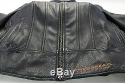 Womens harley davidson leather jacket M black copper 105th 97105-08VW bar shield