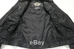 Womens harley davidson leather jacket XL black perforated reflective bar shield