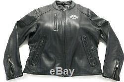 Womens harley davidson leather jacket m black bar shield liner soft cafe zip guc