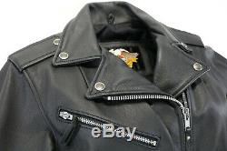 Womens harley davidson leather jacket s basic skins black double zip bar shield