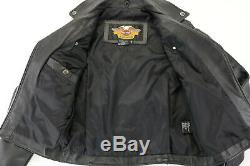 Womens harley davidson leather jacket s basic skins black double zip bar shield