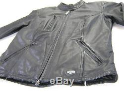 Womens harley davidson leather jacket s black flames zip bar shield cafe snap