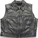 Womens Harley Davidson Leather Jacket Vest L Black Zip Up Sleeveless Bar Shield