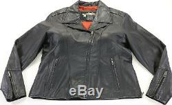 Womens harley davidson leather jacket xl black spirited studs studded bar shield