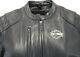 Womens Harley Davison Leather Jacket Xs Black Bar Shield Liner Soft Cafe Zip Guc