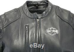Womens harley davison leather jacket xs black bar shield liner soft cafe zip guc