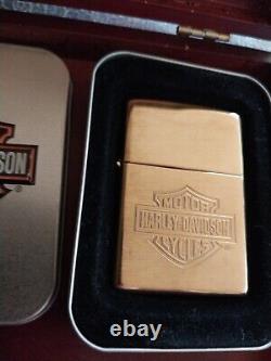 Zippo Harley Davidson Bar and Shield Motorcycle Lighter Gold Mirror Finish
