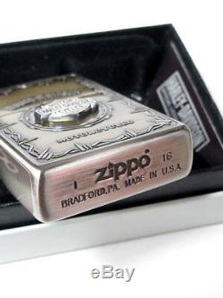 Zippo Harley Davidson Japan Limited Antique Nickel Brass Bar Shield Metal HDP-67