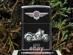 Zippo Lighter Harley Davidson 1990 FLSTF Softail Fat Boy Rare Bar & Shield