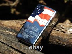 Zippo Lighter Harley Davidson Americana American Flag Bar and Shield