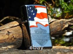 Zippo Lighter Harley Davidson Americana American Flag Bar and Shield