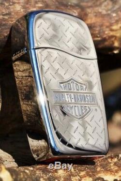 Zippo Lighter Harley Davidson BLU Bar Shield Diamond Plate Butane 30040