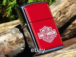 Zippo Lighter Harley Davidson Bar and Shield Red Anodized # 685HD H263