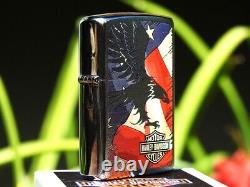 Zippo Lighter Harley Davidson Eagle Flag Bar & Shield Limited Edition