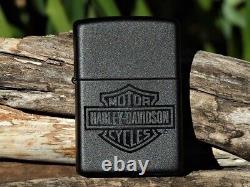 Zippo Lighter Harley Davidson HD Bar and Shield Graphite Black # 24678