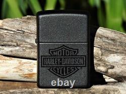 Zippo Lighter Harley Davidson HD Bar and Shield Graphite Black # 24678