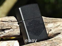 Zippo Lighter Harley Davidson HD Bar and Shield Graphite Black # 24678