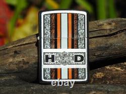 Zippo Lighter Harley Davidson Racing H-D Orange Bar and Shield # 24767