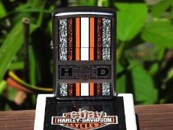 Zippo Lighter Harley Davidson Racing H-D Orange Bar and Shield # 24767