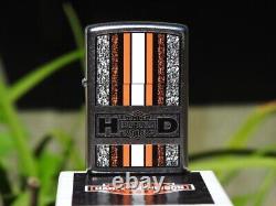 Zippo Lighter Harley Davidson Racing H-D Orange Bar and Shield # 24767