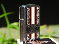 Zippo Lighter Harley Davidson Racing H-D Orange Bar and Shield # 24767