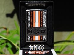 Zippo Lighter Harley Davidson Racing H-D Orange Bar and Shield # 24767