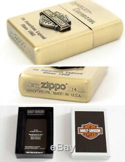 Zippo Oil Lighter Harley Davidson Bar And Shield HDP-11 Gold Old Brass Japan F/S