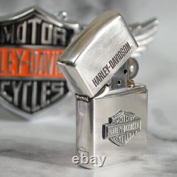 Zippo Sterling Silver Lighter Harley Davidson Bar & Shield Metal Velor Box Japan