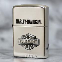 Zippo Sterling Silver Lighter Harley Davidson Bar & Shield Metal Velor Box Japan