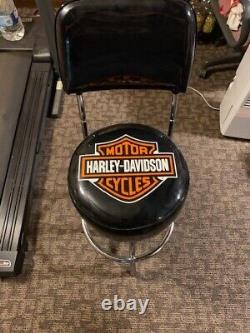 Authentique tabouret de bar Harley-Davidson avec dossier, cadre en acier