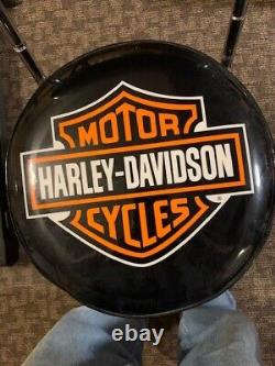 Authentique tabouret de bar Harley-Davidson avec dossier, cadre en acier