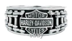 Bague de chaîne de vélo Bar & Shield Harley-Davidson pour hommes, en argent sterling HDR0260 (9)