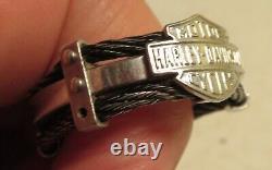 Bague pour homme Harley-Davidson avec Logo Bar & Shield en double bande de câble en acier HSR0022 13