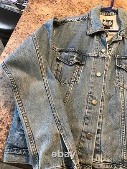 Bar Brodé Harley-davidson Et Veste En Denim De Bouclier Lrg 100 % Coton, Bleu