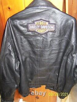 Bar Et Bouclier Harley Patch Sur Le Dos Des Hommes Taille XL (50) Veste En Cuir Noir