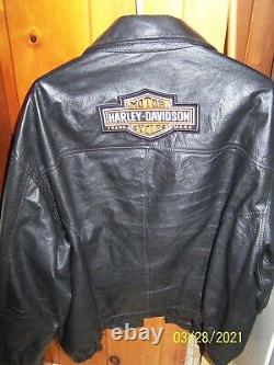 Bar Et Bouclier Harley Patch Sur Le Dos Des Hommes Taille XL (50) Veste En Cuir Noir