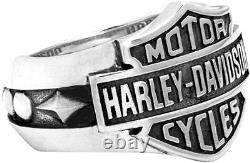 Barre Lourde Et Anneau De Bouclier Harley-davidson En Argent Sterling Hdr0195 Pour Hommes